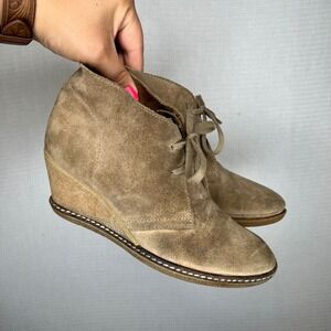 J.Crew Suede Wedge Booties Lace Up Ankle Boots Desert Boot Style Casual Women‎